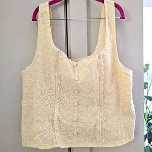 Yellow  Eyelet Top